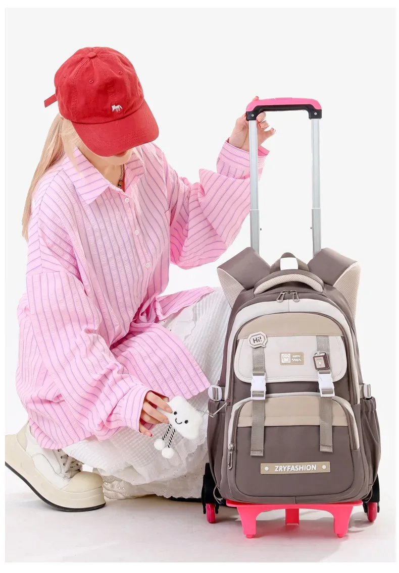 nouveau sac à dos scolaire 2025 avec roulettes, sacs à dos à roulettes pour adolescentes, sac à dos roulant pour étudiants, sacs de voyage