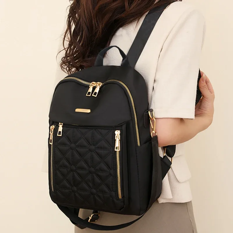 sac à dos polyvalent en tissu nylon, nouveau style de mode pour les voyages et l'école [la direction de la fermeture éclair est aléatoire, le style de
