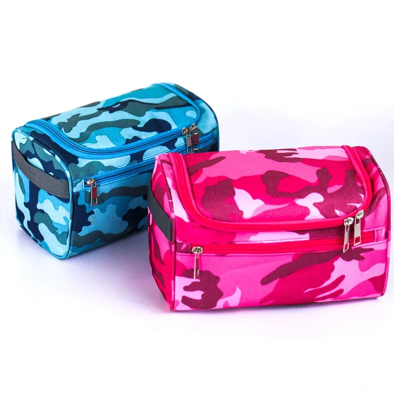 Sac à cosmétiques de Camouflage de maquillage, organisateur de voyage unisexe, trousse de toilette, sac de rangement, pochette de lavage étanche suspendue de grande capacité