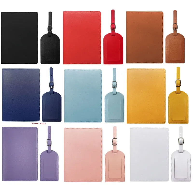 couverture de passeport de voyage en pu, étiquettes de bagages, cadeau d'affaires pour fête de mariage, porte-billet, étui porte-passeport, ensemble d'accessoires de voyage