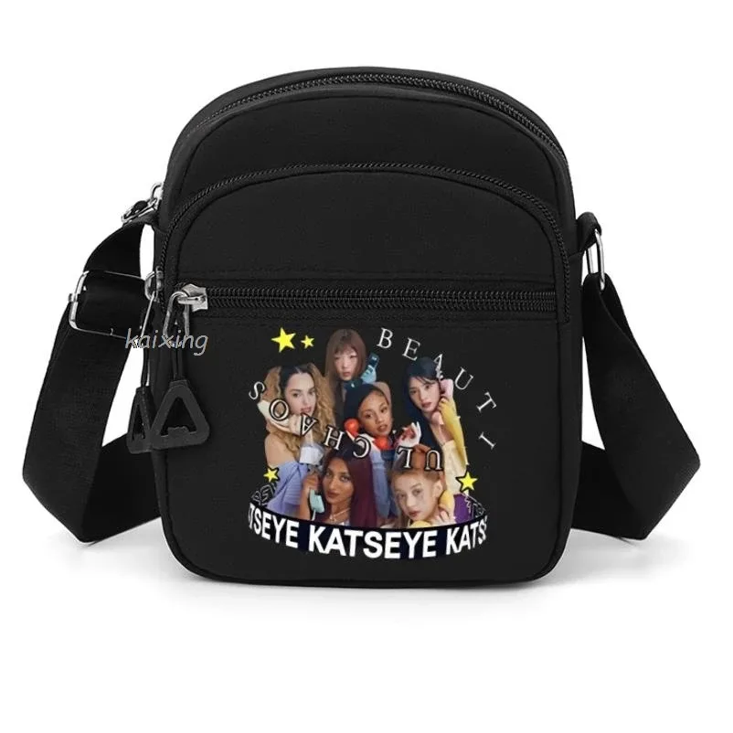 nouveau sac à bandoulière katseye à imprimé amusant pour hommes et femmes, pochette à bandoulière imprimée, grande capacité, pochette de rangement élégante, meilleurs cadeaux