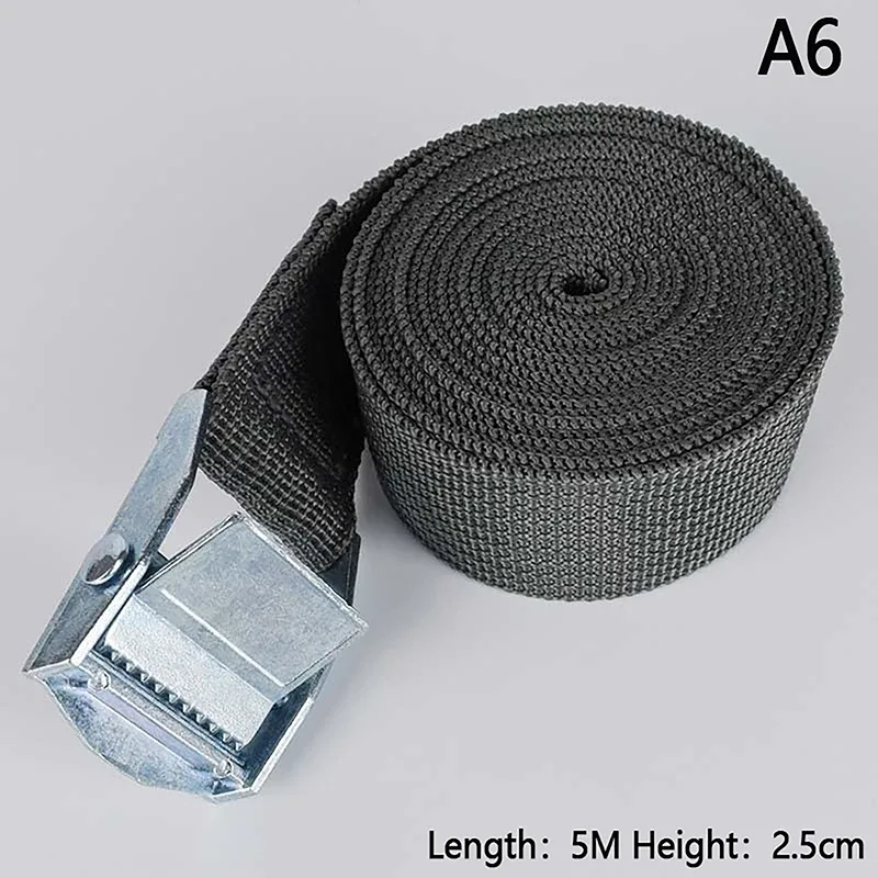 sangles de chargement de 5m avec boucle, ceinture d'arrimage pour moto, voiture, vélo, corde de remorquage en métal, ceinture de fixation à cliquet solide pour sac à bagages