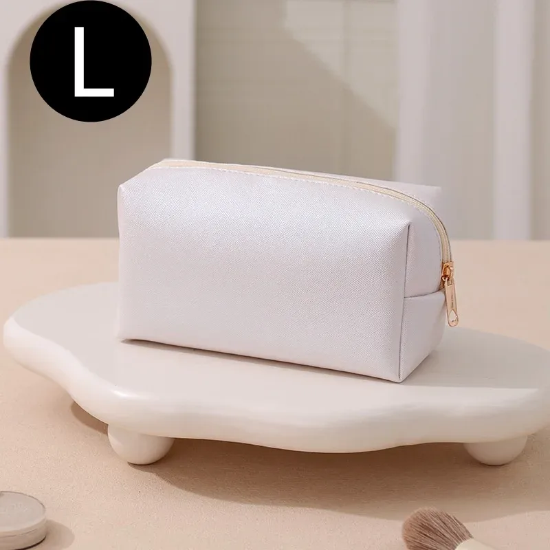 sac cosmétique en cuir avec logo personnalisé, grande capacité, sac de voyage pour maquillage, pochette zippée en cuir pu souple pour femmes, 2 tailles, multicolores