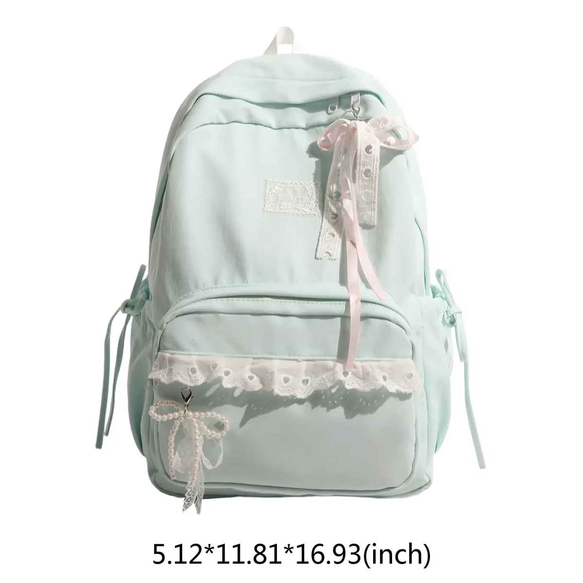 sac à dos élégant pour étudiantes, multi-poches, avec nœud en dentelle, pour le campus, décontracté, avec nœud papillon, pour livres, pour filles, pour le shopping et les sorties