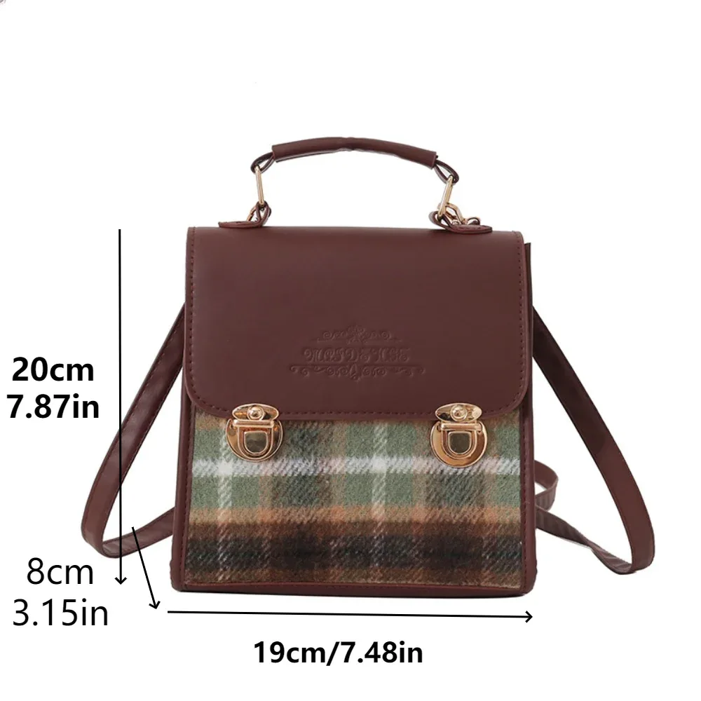 mini sac à dos, sac à bandoulière style preppy, sac vintage polyvalent, sac à main multifonction élégant pour femme