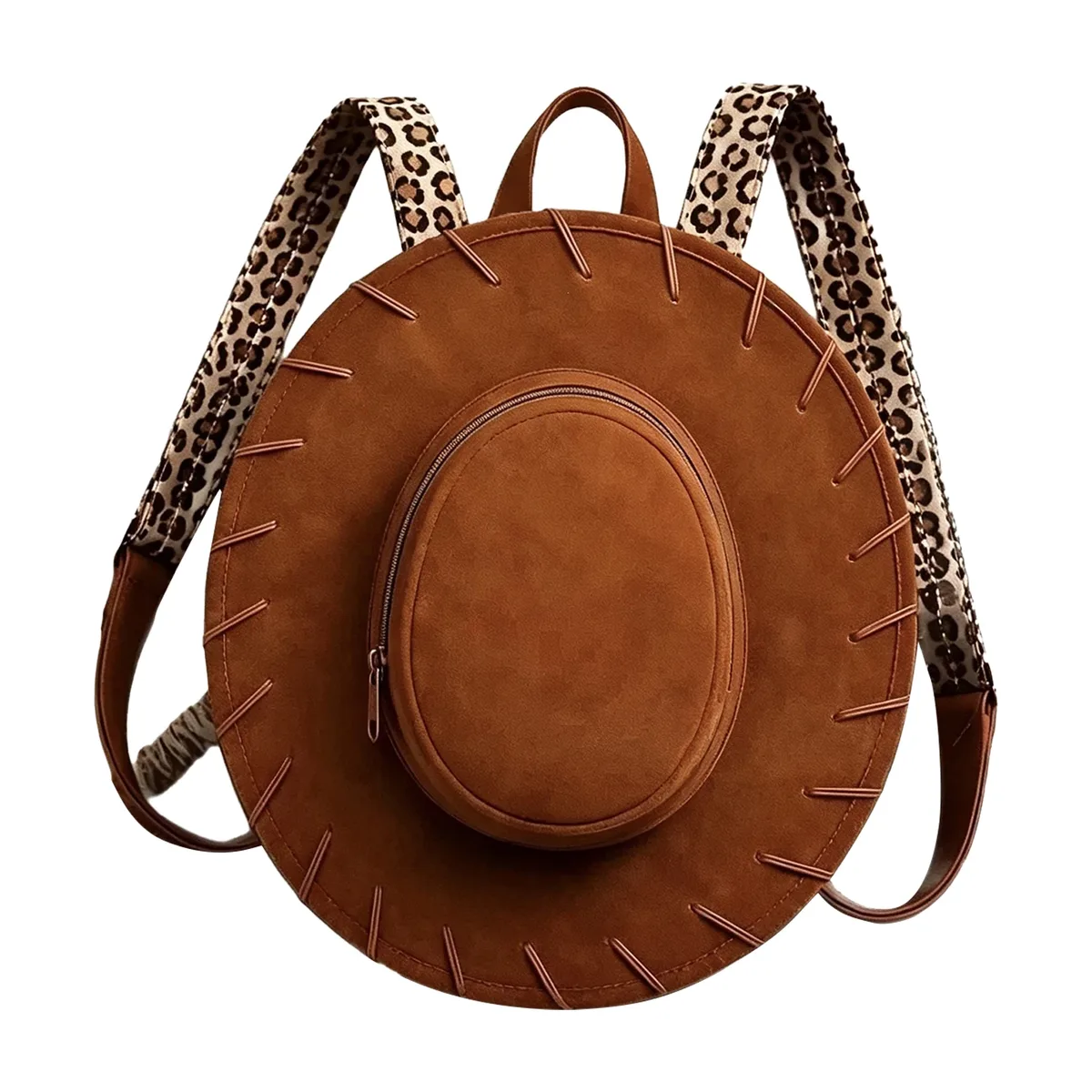 sac à dos en forme de chapeau de cowgirl occidental pour femme, bretelles réglables à imprimé léopard, sac décontracté pour la vie quotidienne, halloween, cosplay