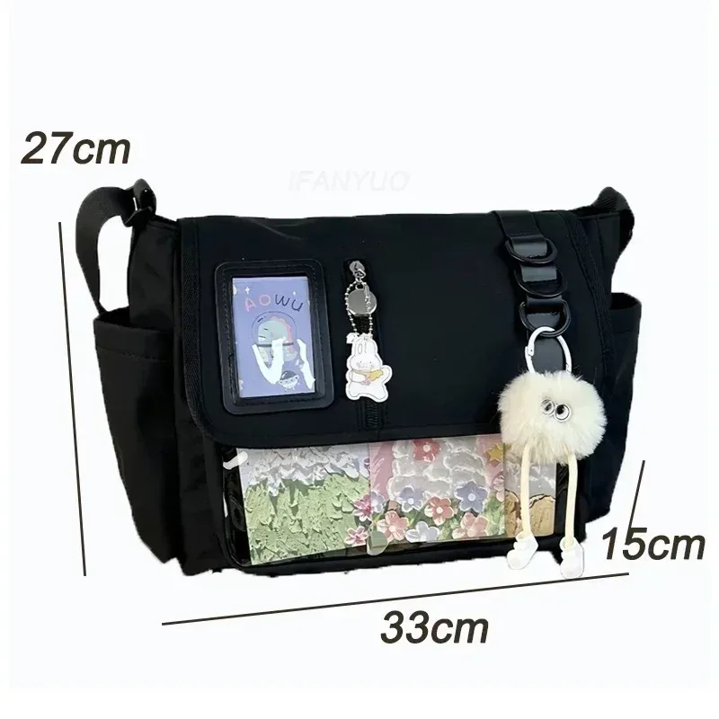 sac à bandoulière transparent japonais, sacoche pour fille de style harajuku, charmant panneau d'affichage de badges diy, sac à bandoulière à la mode