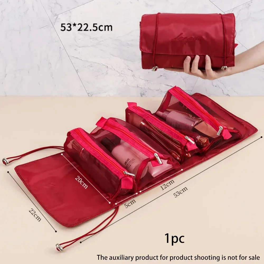 sac de maquillage fendu, trousse de toilette de voyage, trousse de maquillage de voyage, sac de rangement de voyage portable multifonctionnel