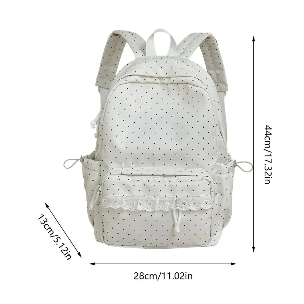 sac à dos mignon en dentelle à pois, esthétique, pour ordinateur portable, pour femmes et filles, idéal pour les trajets quotidiens, les voyages, les camps d'été et l'université.