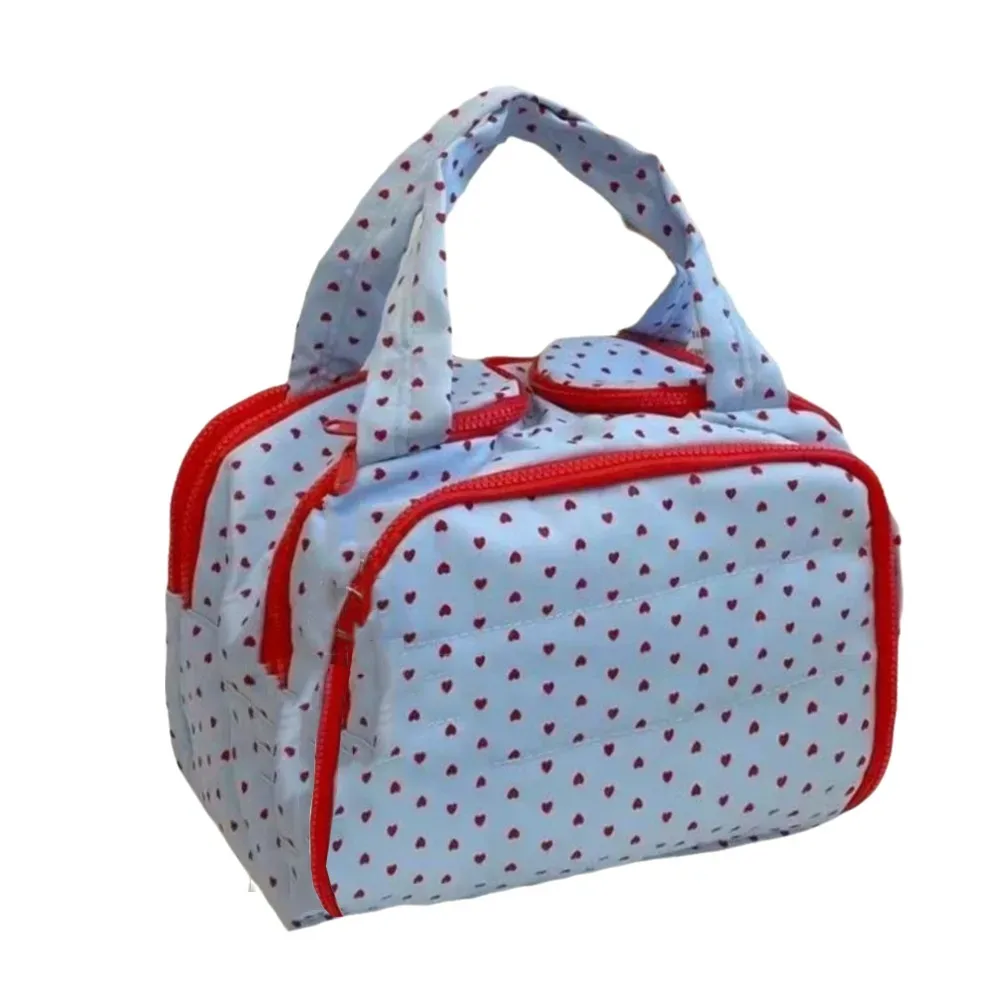 sac à main cosmétique design multi-poches, double face ouvert, poignée confortable, trousse de toilette de voyage, accès facile, séparé, sec et humide