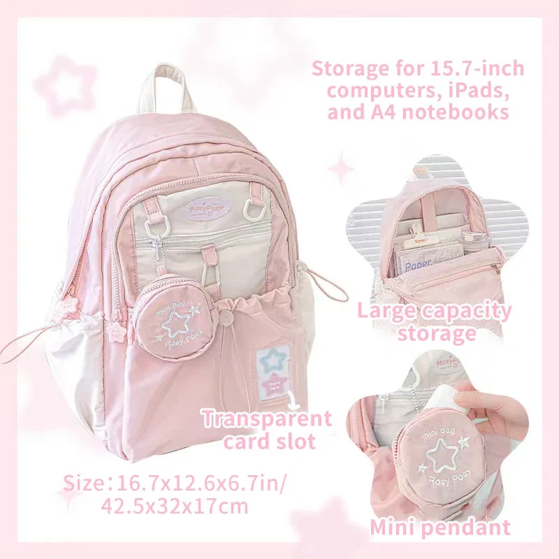 sac à dos de style crème pour étudiants, au design simple et mignon, grande capacité, léger et confortable