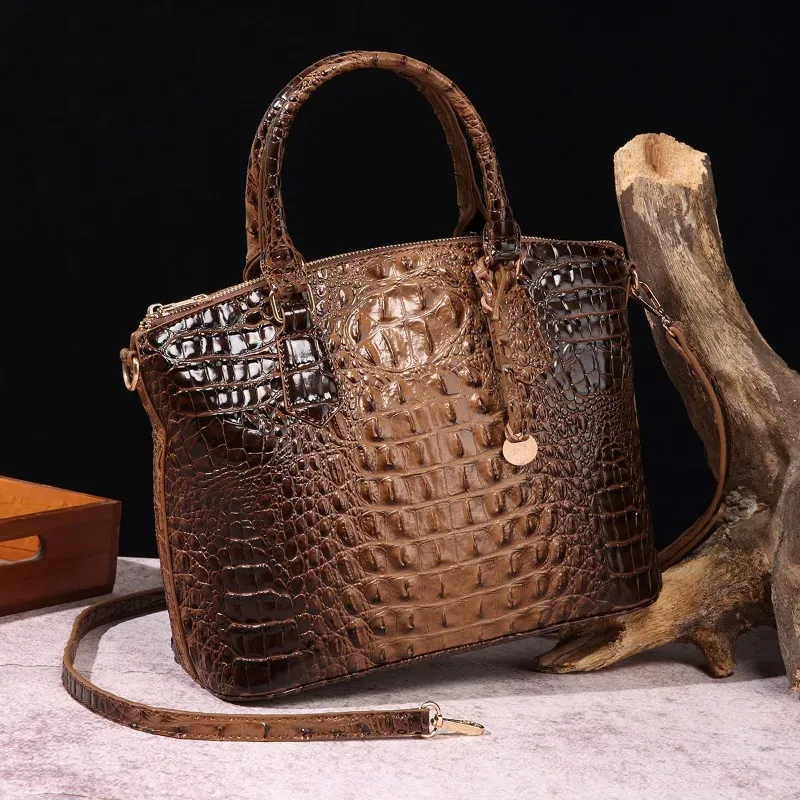 sac à bandoulière en cuir gaufré croco grande capacité, sac à main de luxe ombré pour femme, sac de voyage, cadeau