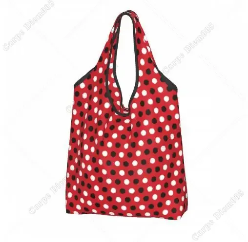 sac à provisions rick cartoon pour femme, sac fourre-tout pliable, sacs d'épicerie portables, respectueux de l'environnement, taille unique, pois, nœud