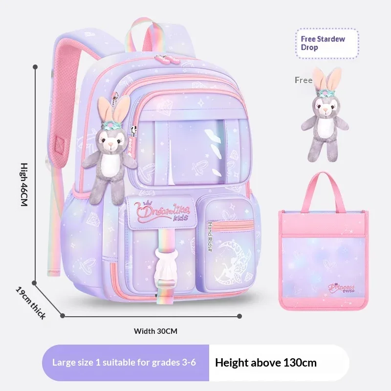 sac à dos d'école pour filles, 3 pièces, grande capacité, sac d'école pour enfants avec étui de transport pour crayons et repas, sac à dos de voyage, cadeau pour enfant