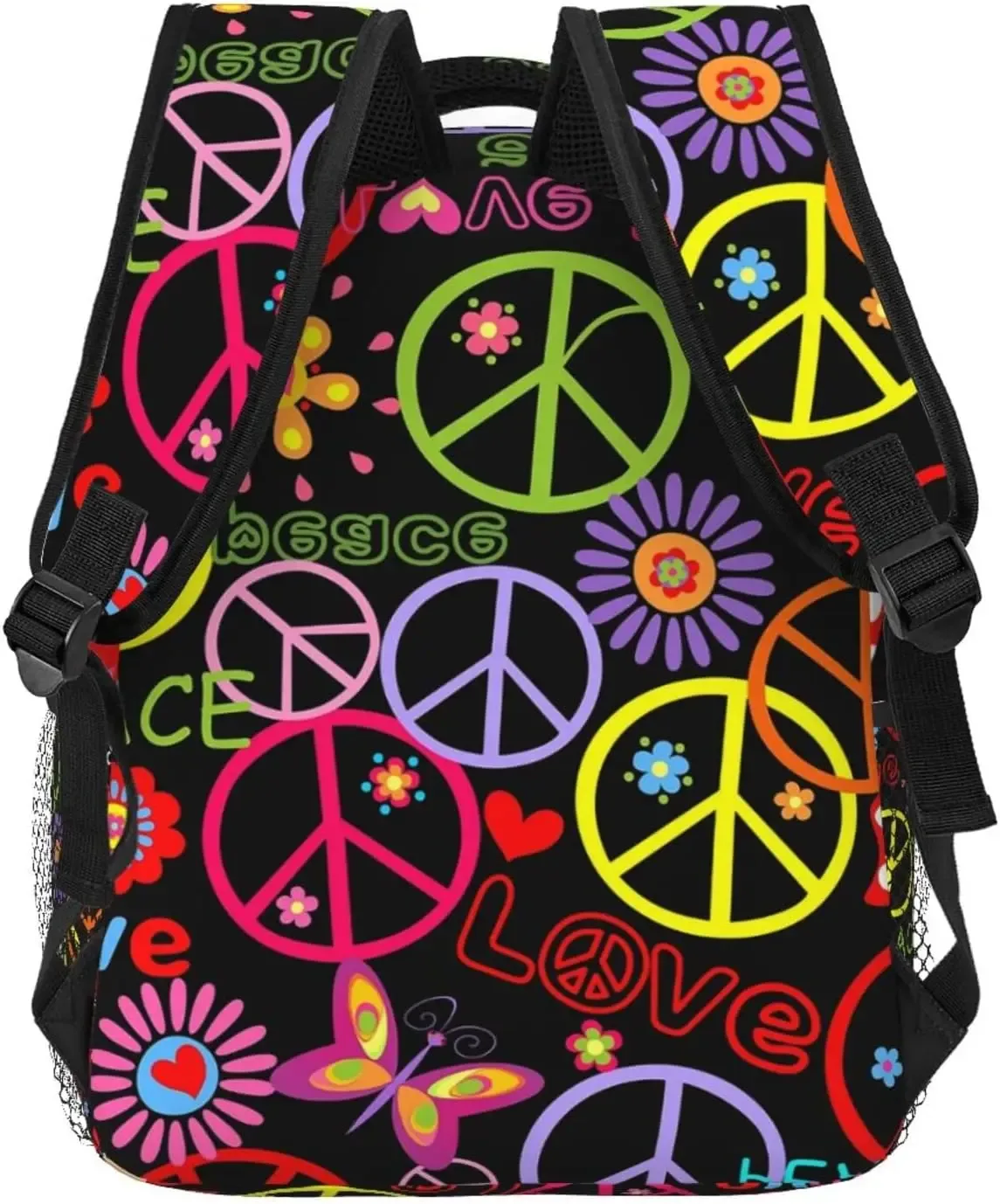 sac à dos hiphelicopter peace avec plusieurs poches, sac à dos décontracté, sac à dos pour ordinateur pour le travail, salle plus lente et floral mn