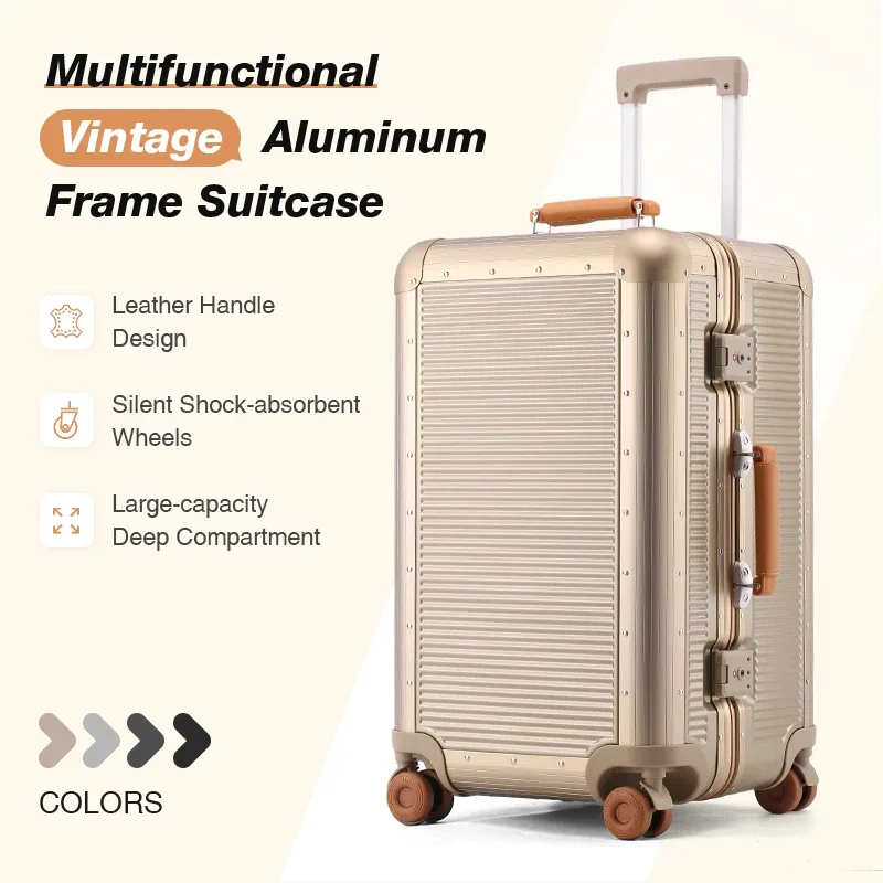 Valise de cabine AIWEINY 20/24/28 pouces avec cadre en aluminium, serrure TSA à 3:7, roues silencieuses, porte-gobelet, bagage de voyage léger en PC