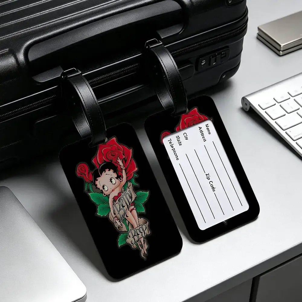 étiquette de bagage anti-perte anime b-bettys sexy boop, porte-carte d'identité en pvc, étiquette de nom pour bagages pour voyage en plein air
