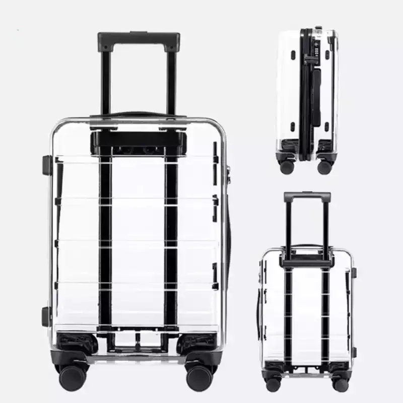 valise transparente de luxe pour homme et femme, bagage à roulettes, trolley d'embarquement, bagage à main, boîte de voyage, nouvelle collection