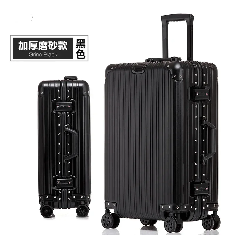 valise de voyage en aluminium 20/22/24/26/28/30'' de haute qualité avec serrure tsa, bagage à roulettes, valise cabine en métal