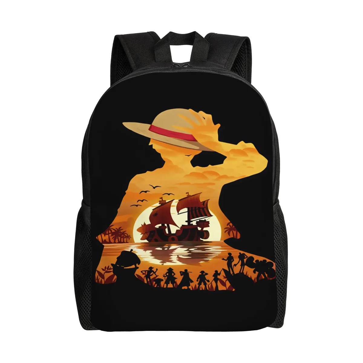 sac à dos one piece chopper pour femmes et hommes, sacs à dos de camping en polyester, sacs d'école imprimés streetwear, sac à dos