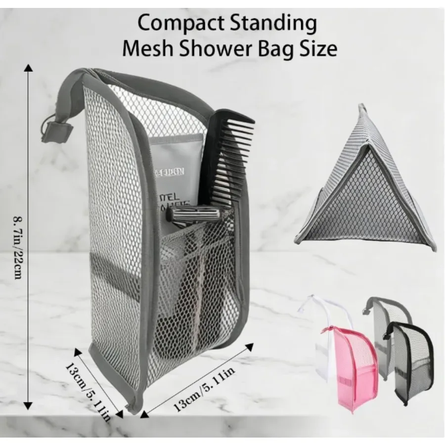 1/2 pièces trousse de toilette de voyage portable en maille, sac à cosmétiques autoportant en eva imperméable, organisateur de rangement pliable pour salle de bain, gym, hôtel