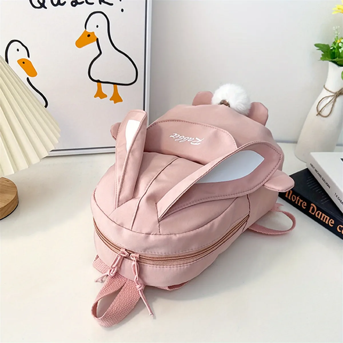fille lapin oreille sac à dos cartable décontracté étanche grande capacité école sac à dos lisse fermeture éclair solide adolescents voyage et cadeaux