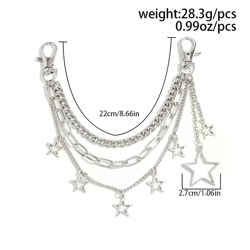 porte-clés tendance en forme de croix pour femmes, pendentif étoile, chaîne de sac, breloque pour sac à dos, porte-clés, accessoires y2k