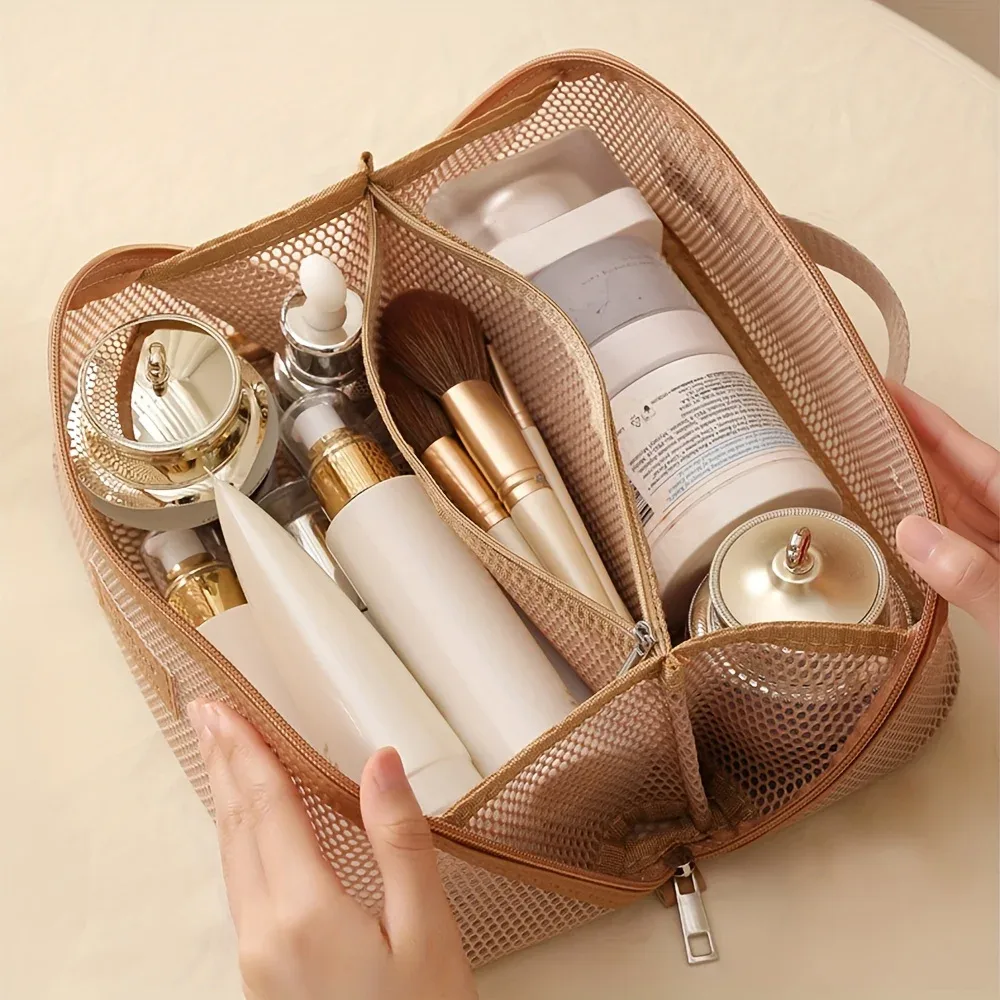 trousse de maquillage femme de luxe, sac de rangement cosmétique, boîte de voyage zippée pour maquillage et articles de toilette