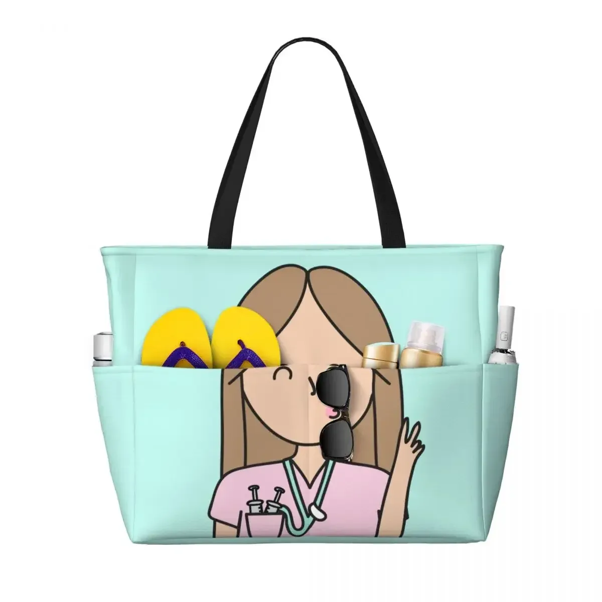 sac fourre-tout de voyage médical personnalisé enfermera en apuros pour femmes, sacs d'épicerie à bandoulière de grande capacité