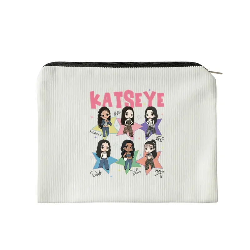 katseye world tour – trousse de maquillage en velours côtelé, trousse de toilette légère, multifonctionnelle avec fermeture éclair, sacs de rangement pour femmes, cadeaux pour fans