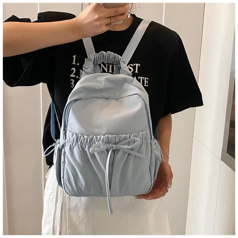 nom brodé personnalisé simple polyvalent cordon arc sac à dos grande capacité sac à dos voyage scolaire pour cadeaux sac à dos