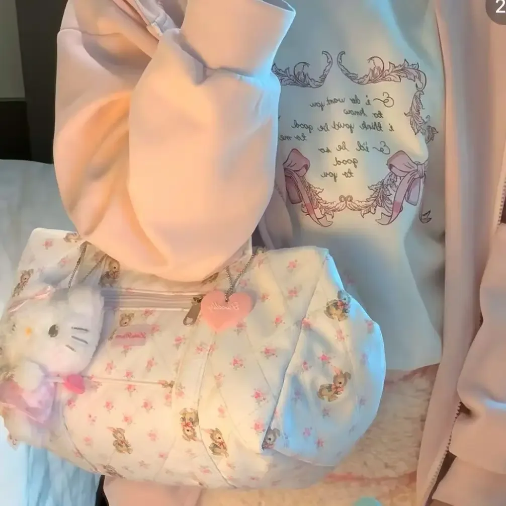 sacs à main harajuku pour femmes, sacs fourre-tout à fleurs blanches, sacs esthétiques décontractés, tenues coréennes, streetwear, mode kawaii, y2k