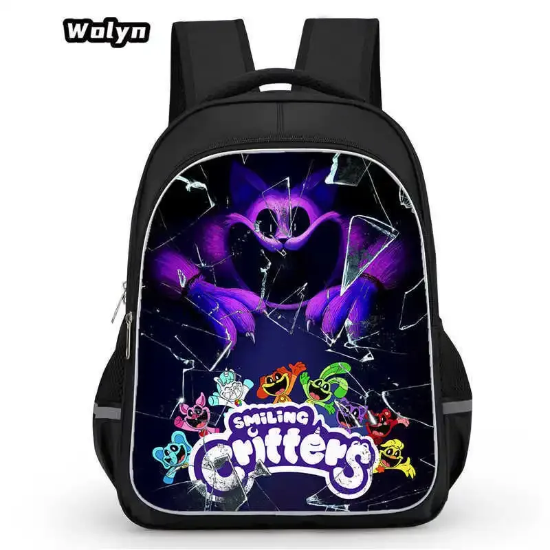 sac à dos smiling critters pour enfants, cartable double couche, cadeau d'anniversaire, sacs d'ordinateur pour étudiants
