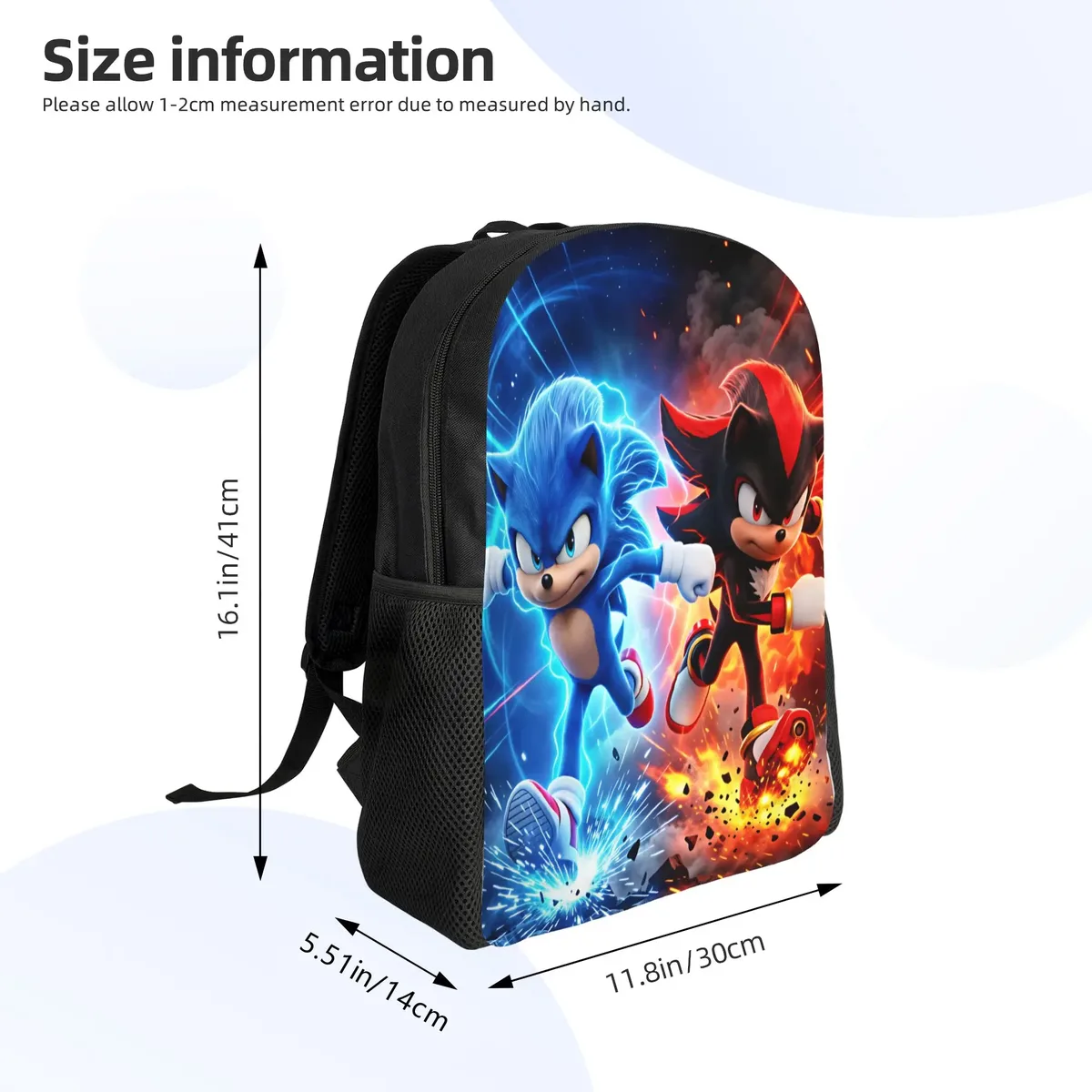 sac à dos sonices cartoon, sac à dos sportif en polyester pour étudiants, léger, kawaii, sacs d'école, sac à dos