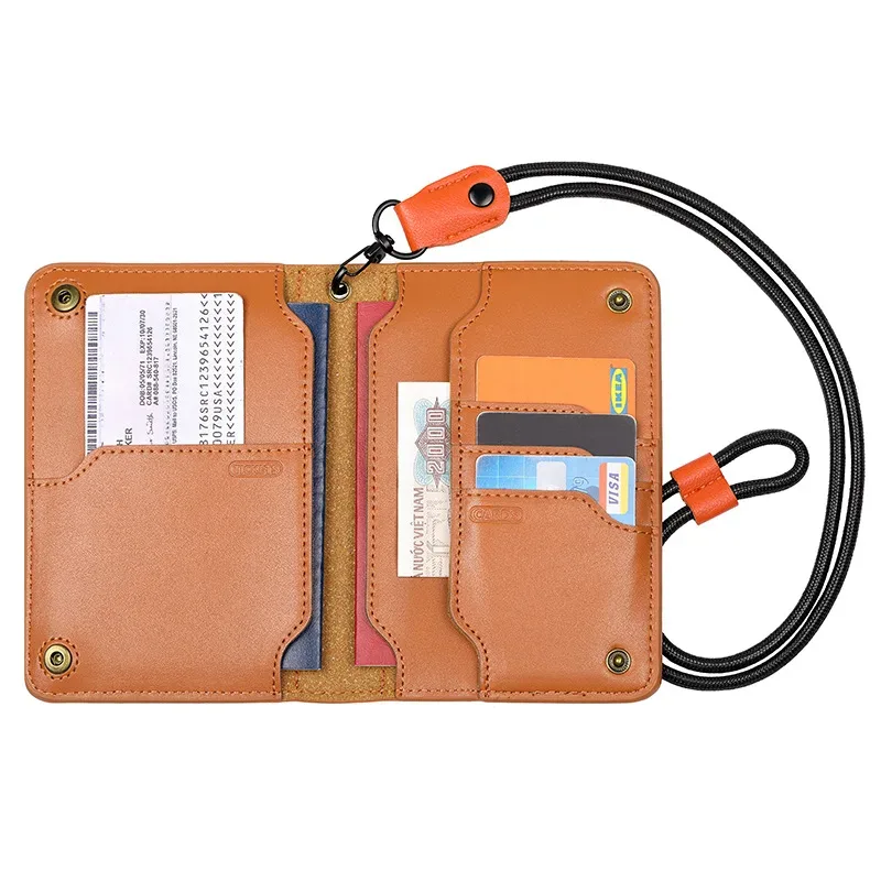 porte-passeport de voyage en cuir véritable, étui de protection pour passeports, portefeuille pour cartes, sac à main de grande capacité