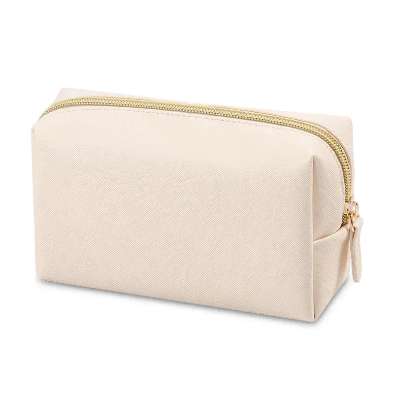 trousse cosmétique étanche en cuir pu, trousse de toilette portable, trousse de maquillage à fermeture éclair, document solide, poudres de maquillage, trousse de voyage