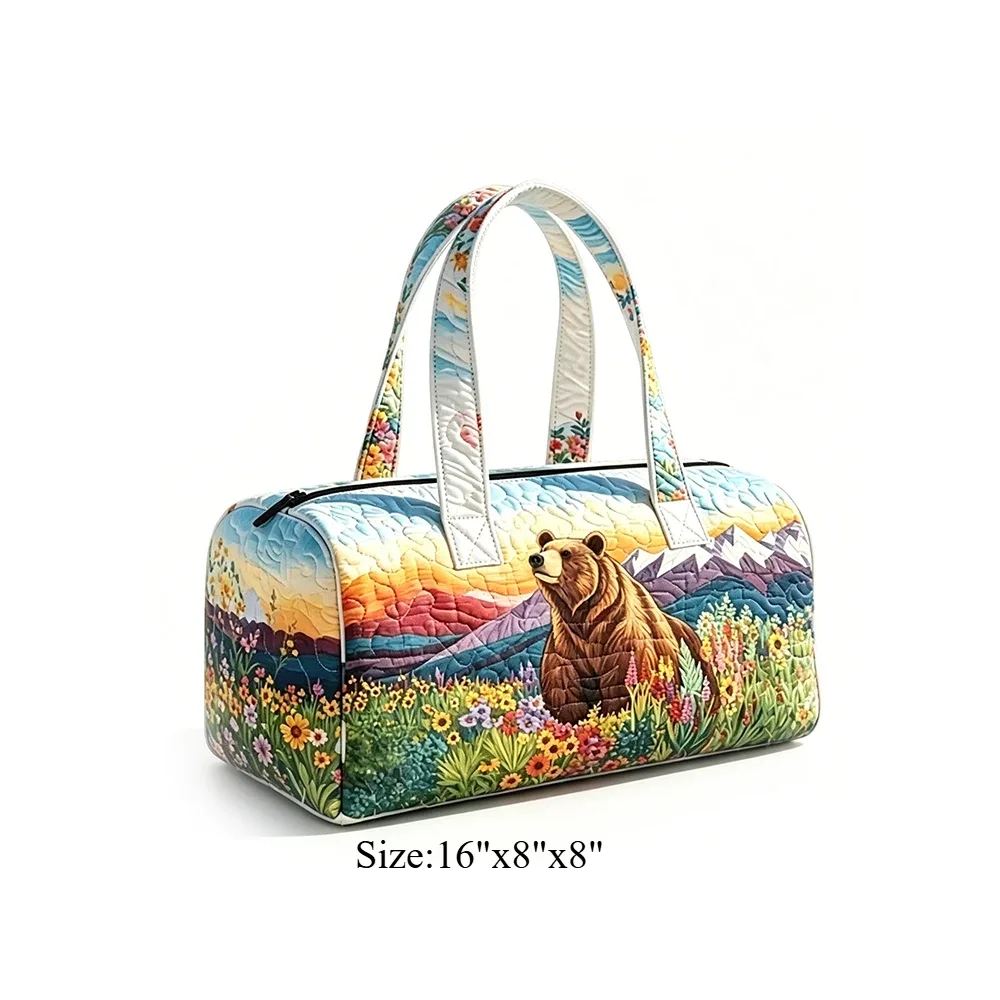 sac de voyage matelassé à imprimé floral vache, sac de week-end léger, bagage à main pour la gym, les sports et les escapades