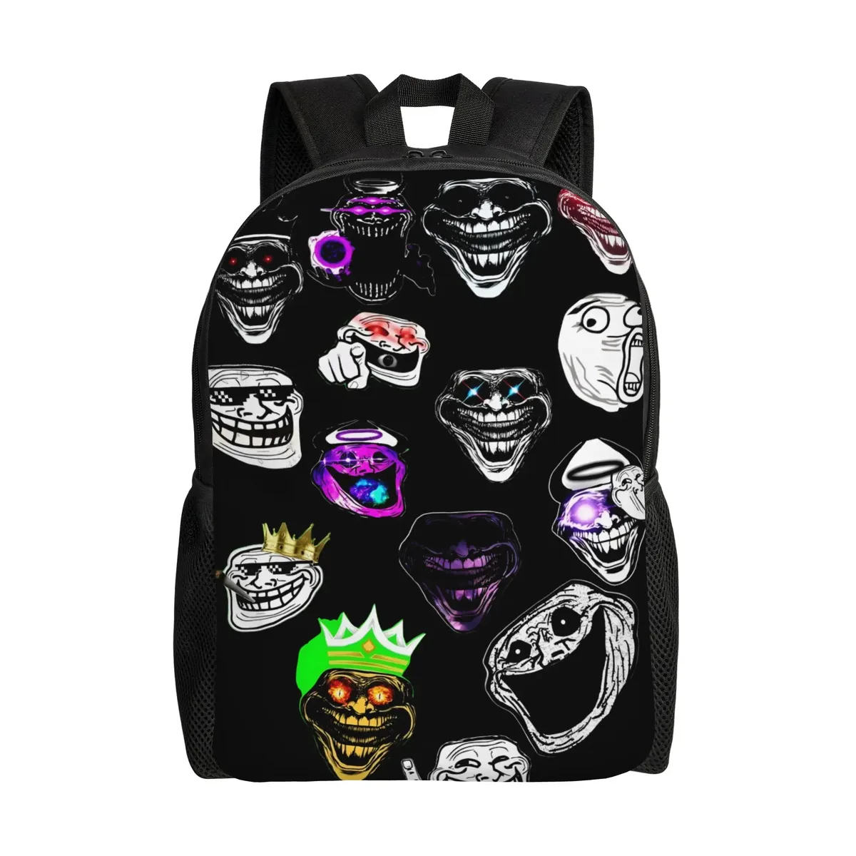 trollface sacs à dos amusants pour hommes et femmes, sac à livres basique pour l'université, l'école, sacs manga