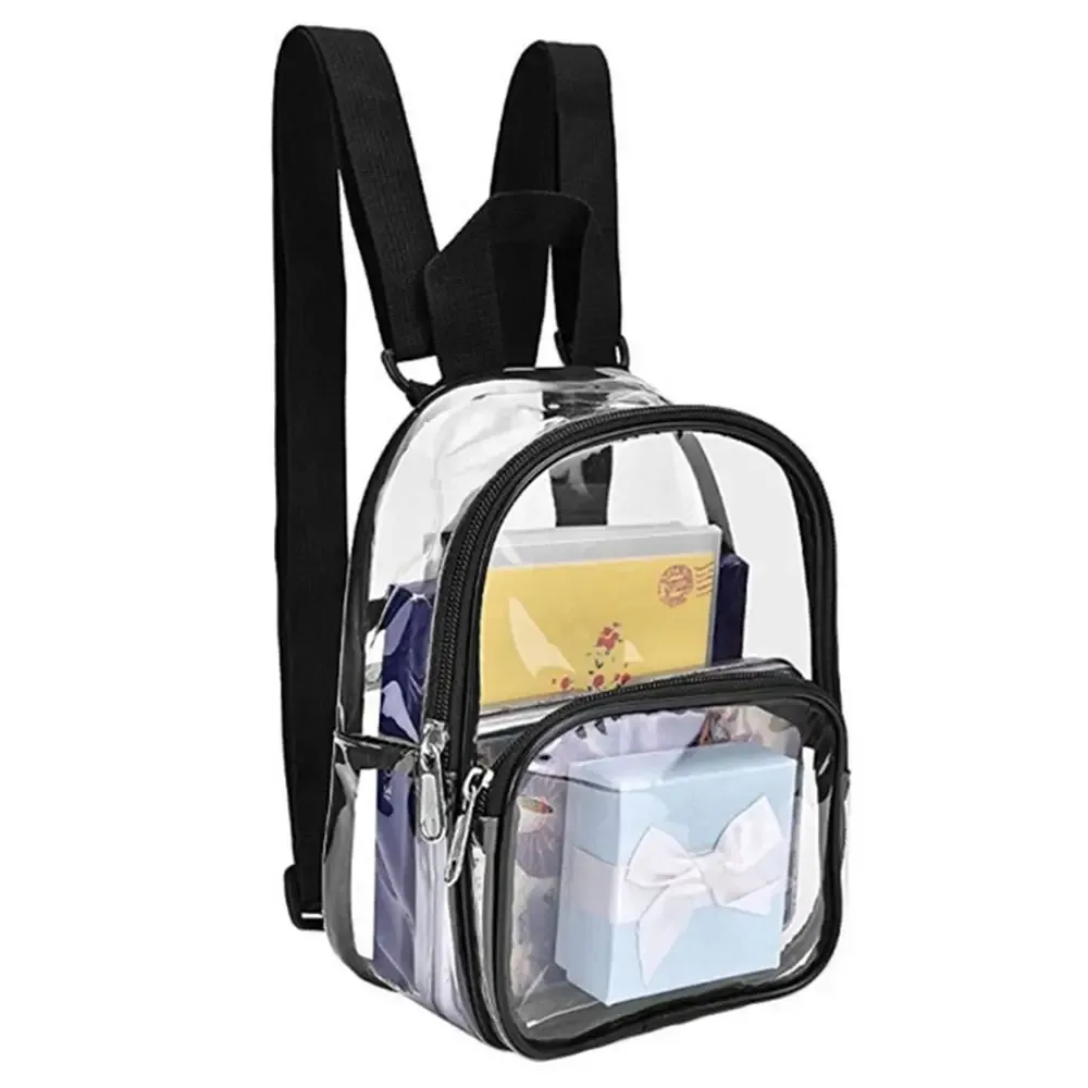 mini sac à dos transparent approuvé pour les stades, sac à dos en pvc transparent résistant et imperméable pour les concerts, les festivals, le travail et les voyages