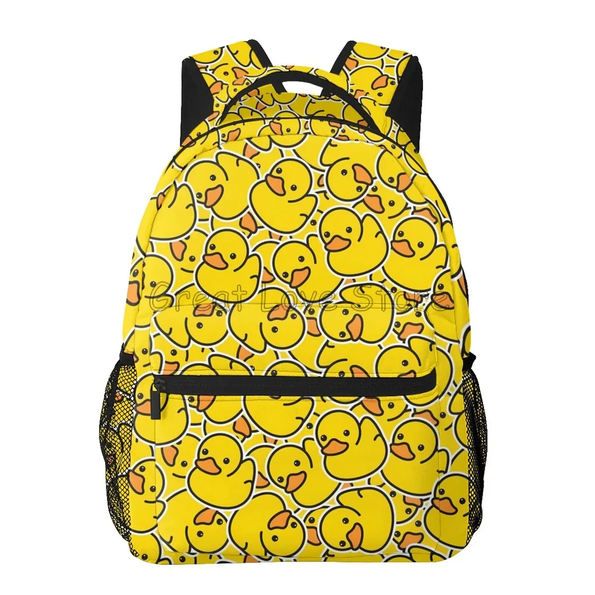 sac à dos en caoutchouc imprimé canards de dessin animé pour ordinateur portable, mignon canards jaunes, sacs à dos de voyage de grande capacité, sac à bandoulière pour étudiant, sac à livres d'école