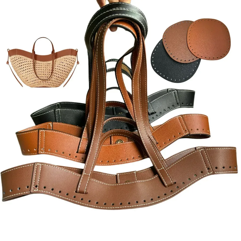 accessoires de fabrication de sacs fourre-tout tissés pour femmes, kit de crochet et tricot pour sac de plage en paille, poignées à coudre pour sac à bandoulière diy