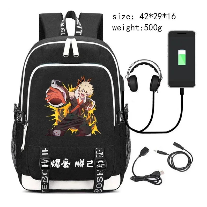 my hero academia bakugo sac à dos pour adolescent étudiant anime cartable usb voyage sac à dos grande capacité ordinateur portable sacs d'école cadeau