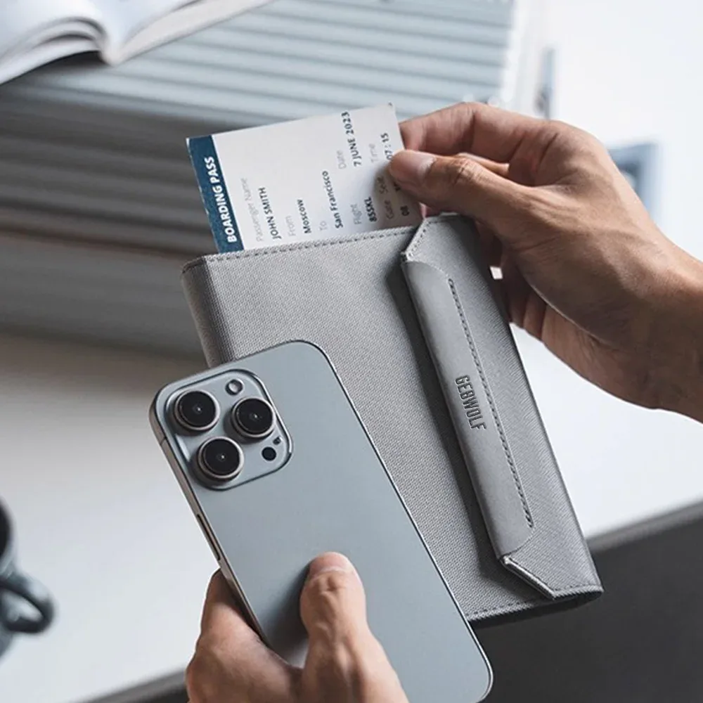 porte-passeport anti-rfid avec fermeture magnétique, organiseur de documents de voyage antivol avec emplacement pour carte sim