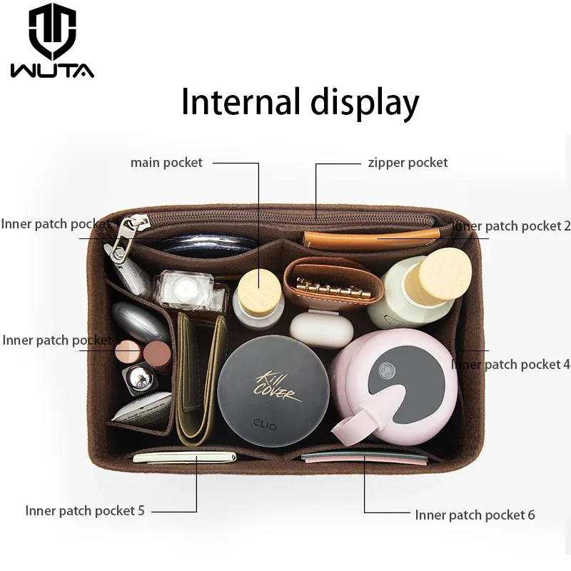 wuta feutre insérer sac organisateur pour for lv speedy 20 25 30 35 rabat sac à main sac intérieur maquillage voyage sac à main stockage sac fourre-tout accessoires