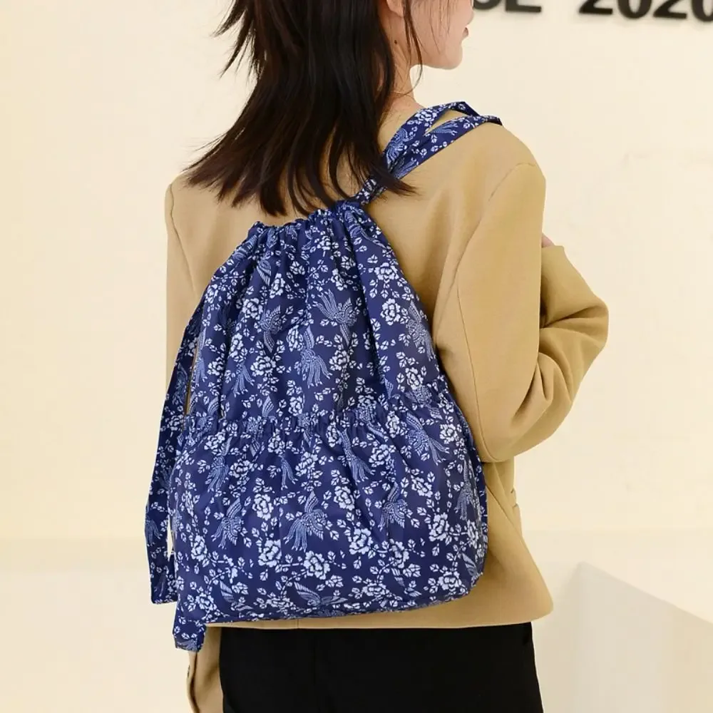 sac à provisions portable étanche en polyester pour dames, sacs à dos de grande capacité, sac à bandoulière de proximité, imprimé floral décontracté