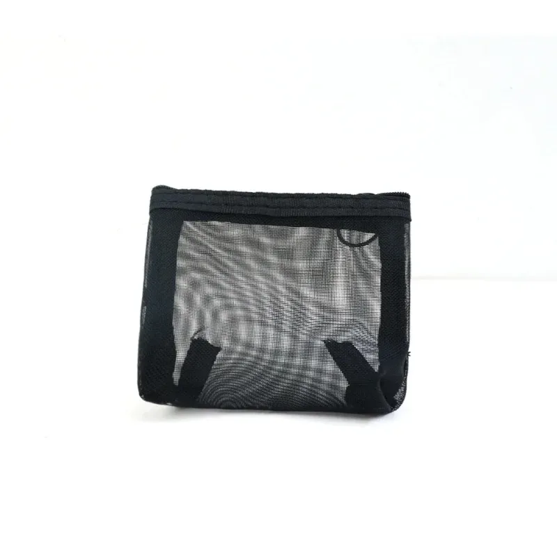 lot de 3 trousses de toilette transparentes en maille, légères et portables, pour maquillage et rangement, noires