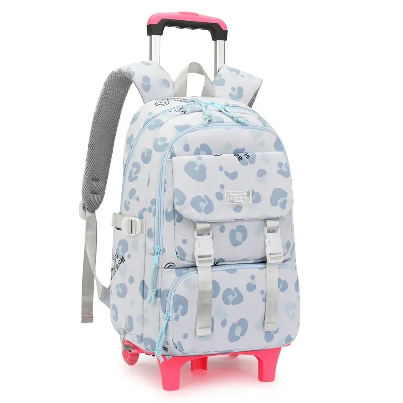sacs d'école roulants pour filles sac à dos enfants sacs à dos d'école imperméables avec roues collège chariot bagages sac à dos