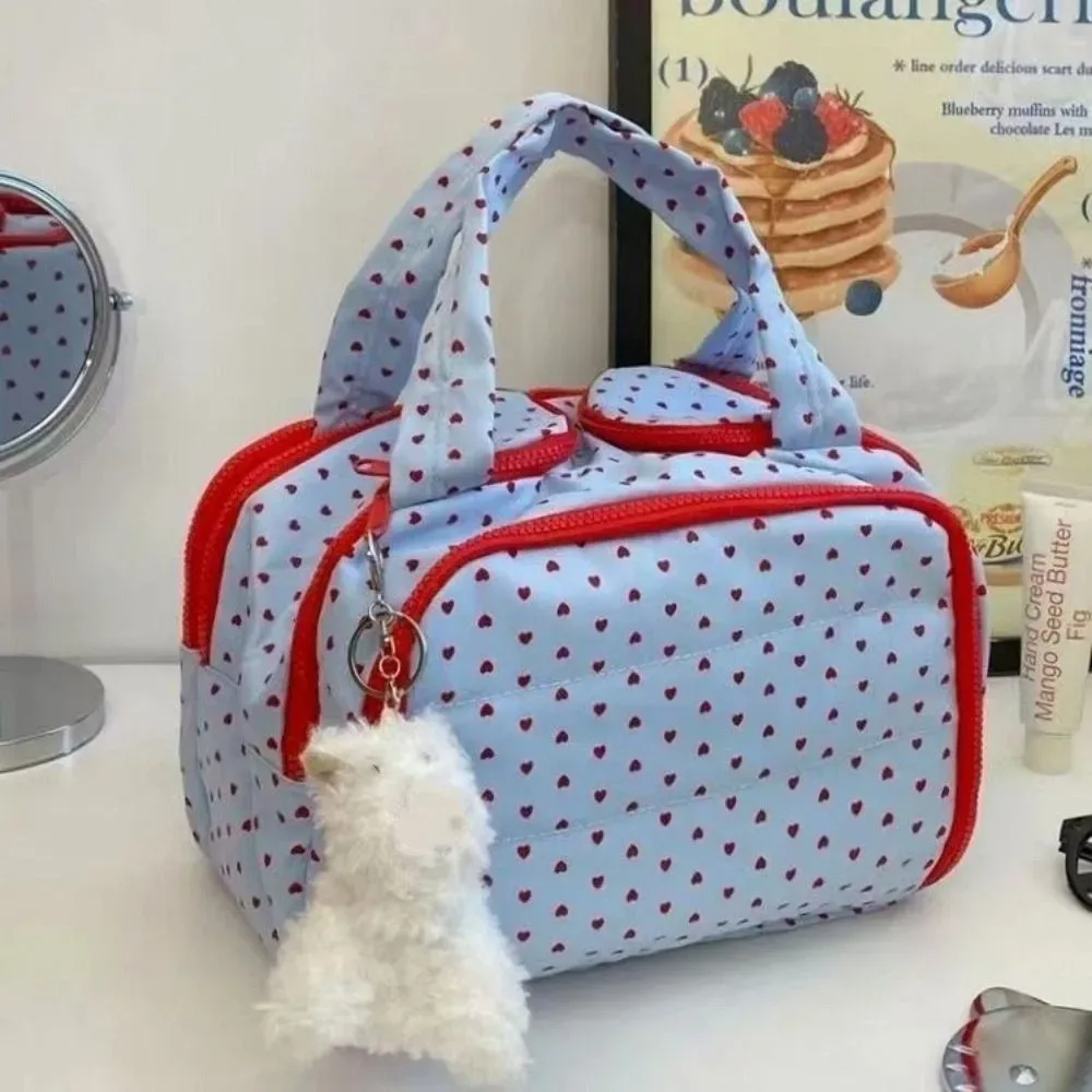sac à main cosmétique design multi-poches, double face ouvert, poignée confortable, trousse de toilette de voyage, accès facile, séparé, sec et humide