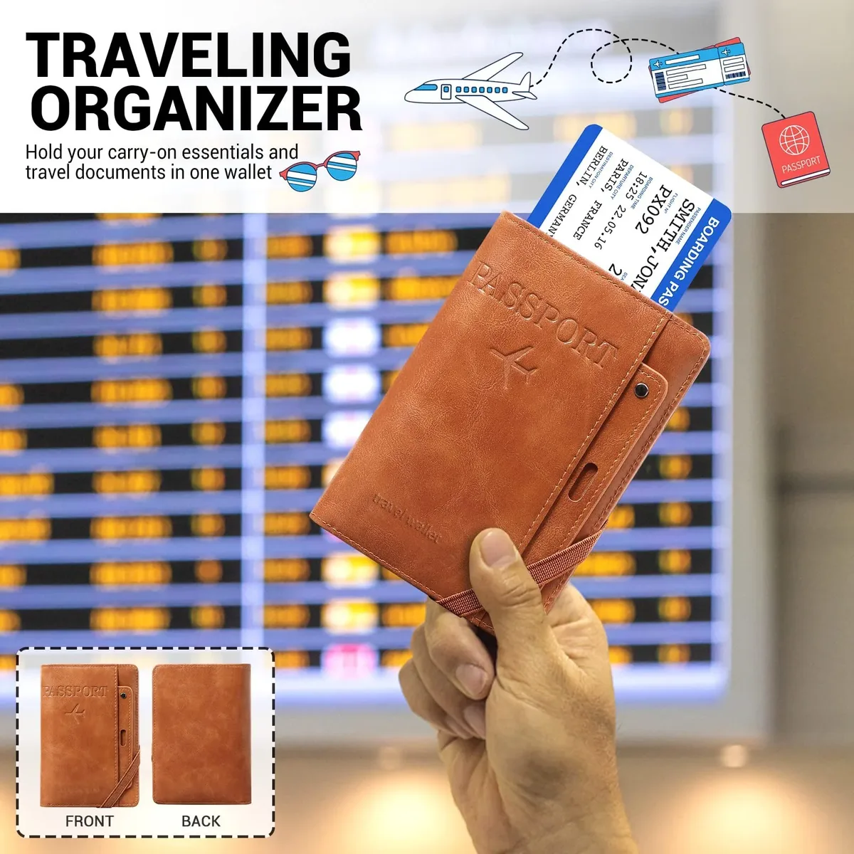 porte-passeport anti-rfid, portefeuille de voyage en cuir, étui pour documents de voyage, accessoires