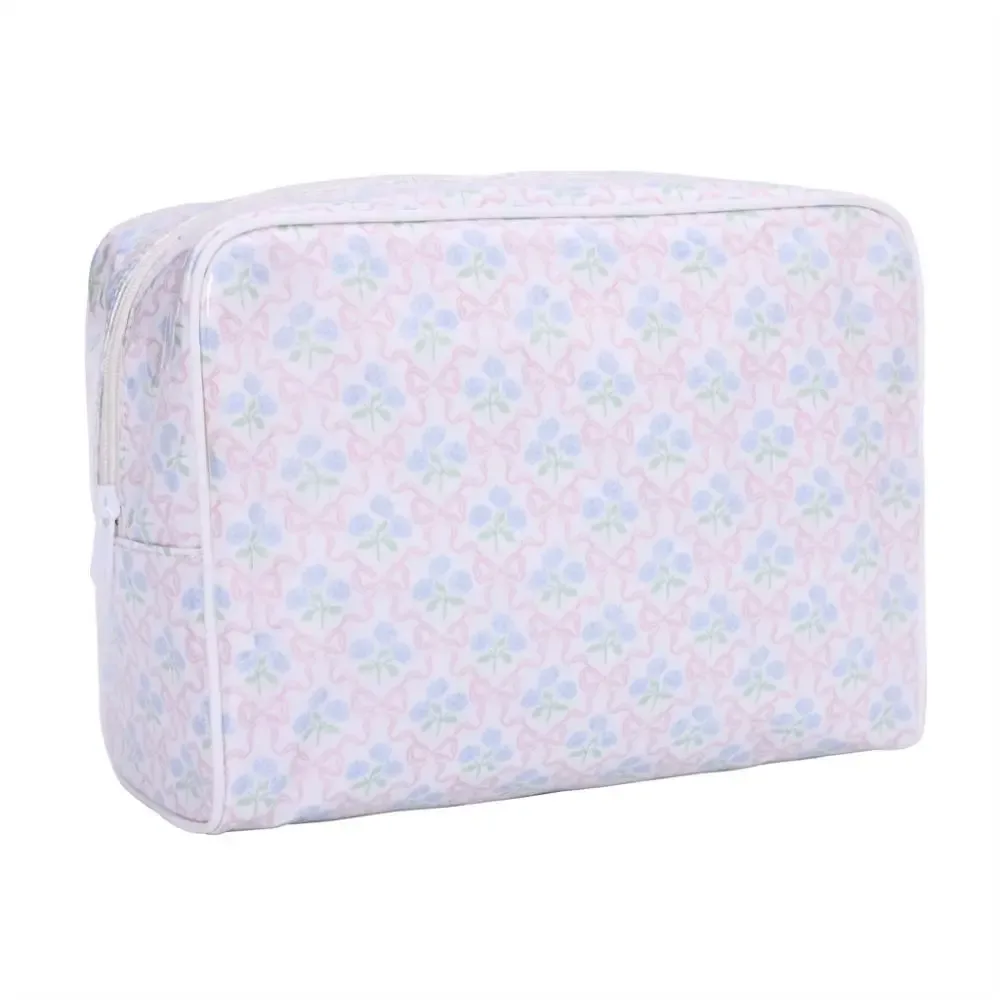 sac à cosmétiques en polyester pvc, double couche, imperméable, organiseur de maquillage portable, sac de rangement pour cosmétiques imprimé en couleur, voyage en plein air